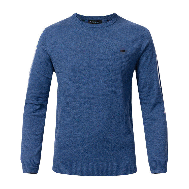 Crew Neck Knitted Mens Wool Pullover Sweaters Anti - Shrink For Autumn / Winter