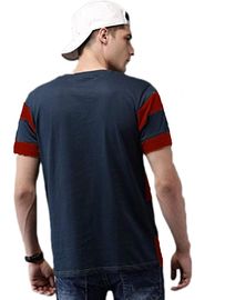 Street Style Striped T Shirt Mens , Red / Blue Color Block Tee Shirts Private Labeling