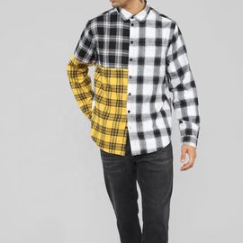 Cotton Color Contact Mens Long Sleeve Plaid Shirts Casual Street Style Cool Design